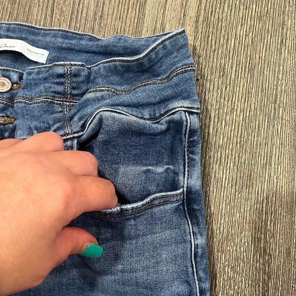 KanCan Super High Rise Dark Destructed Curvy Button Fly Skinny Jeans Size 29 - Picture 4 of 11